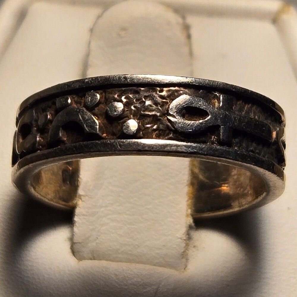 Hieroglyphics Ankh vintage sterling silver ring sz 6.5